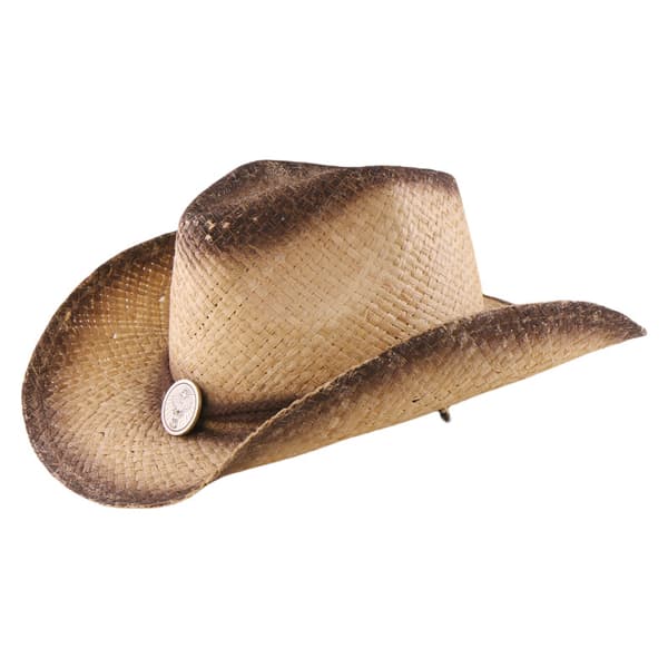 Håndvevd stråcowboyhatt med bred brem, vestlig solhatt, beige