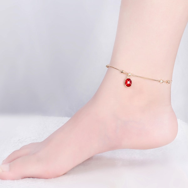 Justerbar rubin ankelarmband fotkedja för kvinnor flickor