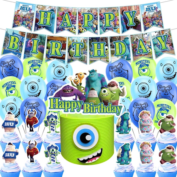 Monster University Grattis på födelsedagen Ballong Set Latex Ballonger Party Dekoration Kit