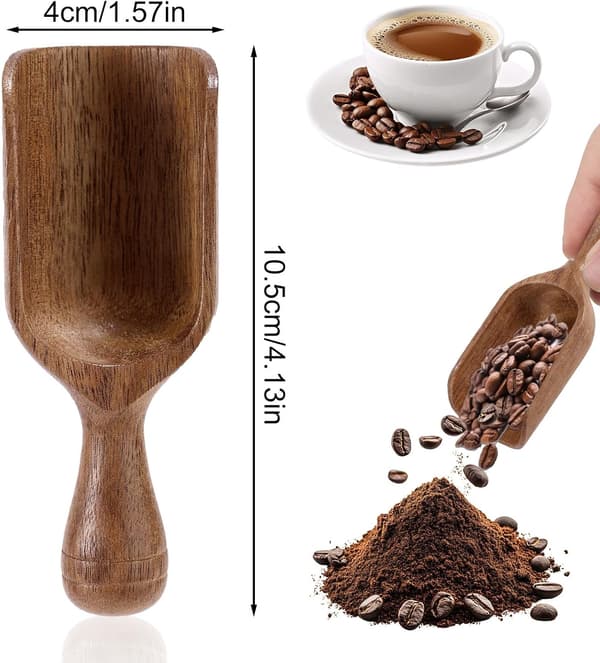 2-pack kaffemått i akaciaträ, miniskedar för burkar, socker och kryddor