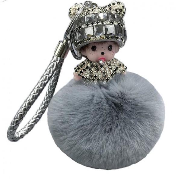 Monqiqi Kiki Diamond Car Key Ring Nyckelring Hänge Handgjord Rex Rabbit
