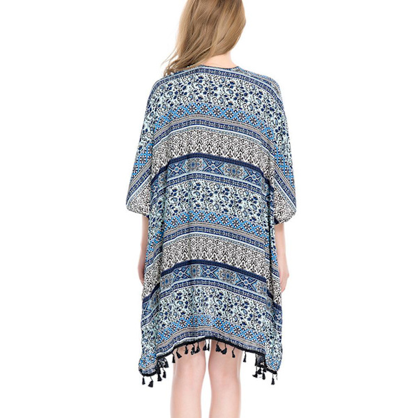 Spring Summer Poncho Kaftan Sjal med Tofs Öppen Front Cardigant för Dam