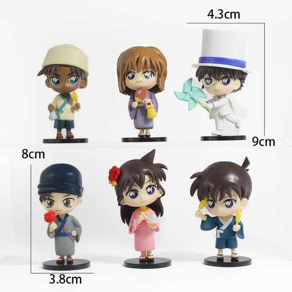 6 stk. Detective Conan karakterfigurer 8-9 cm PVC samlerobjekter til udstilling