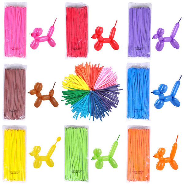 100st färgglada modellering långa ballonger magic latex vridande ballonger för barn set festdekoration