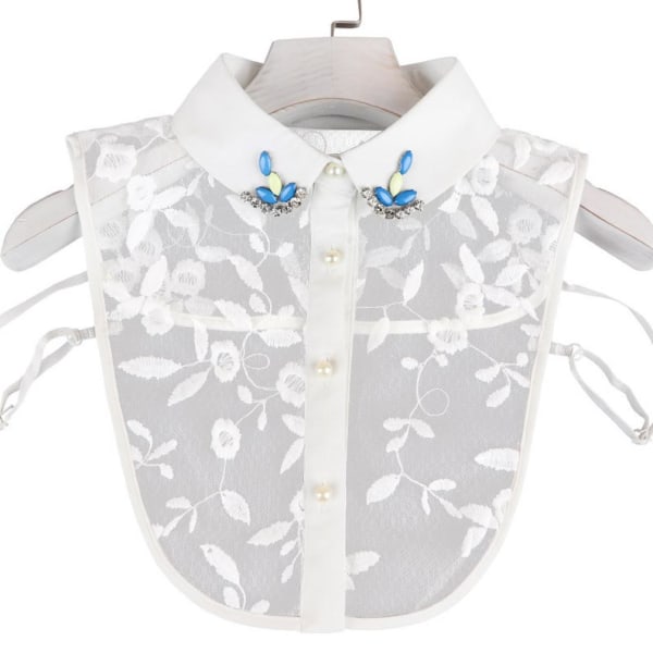 Flower Leaf Fake Collar Lace Avtagbar blus Diamond Inlaid Half Shirts
