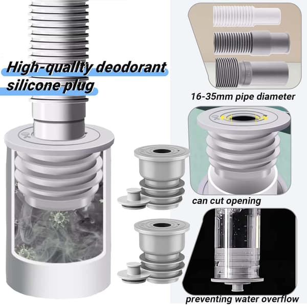 2-pack silikontätningar för avloppsrör, 35-40 mm avloppsanslutningar för badrum