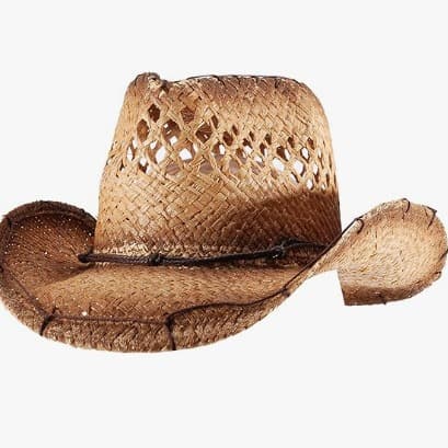 Raffia Strå Cowboyhatt Bred Brem Sommer Strand Solhatt Beige