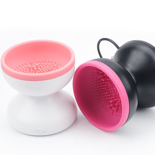 Elektrisk makeupbørsterenser med USB-opladning, pink og sort