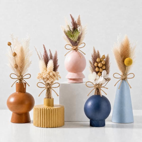 12 tørrede blomsterbundter, mini boho-buketter til DIY-håndværk og boligindretning