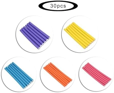 30 st flexibla papiljotter, 24 cm skumrullar för värmefri styling