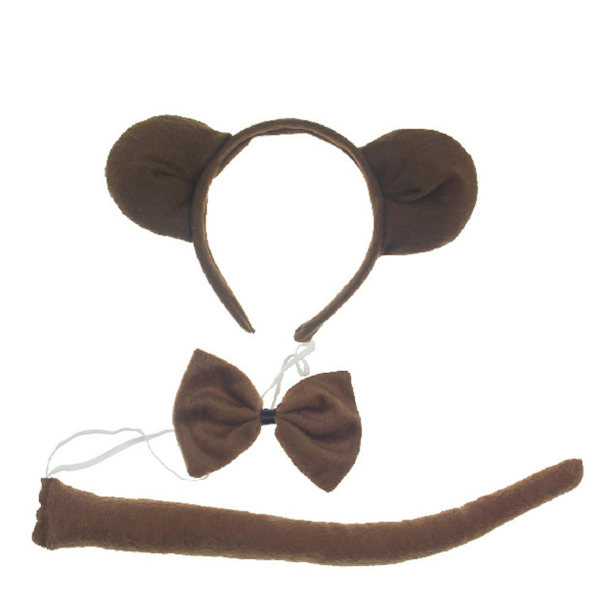 3 st Halloween Monkey set innehåller svanspannband och fluga Cosplay rekvisita för barn för karneval