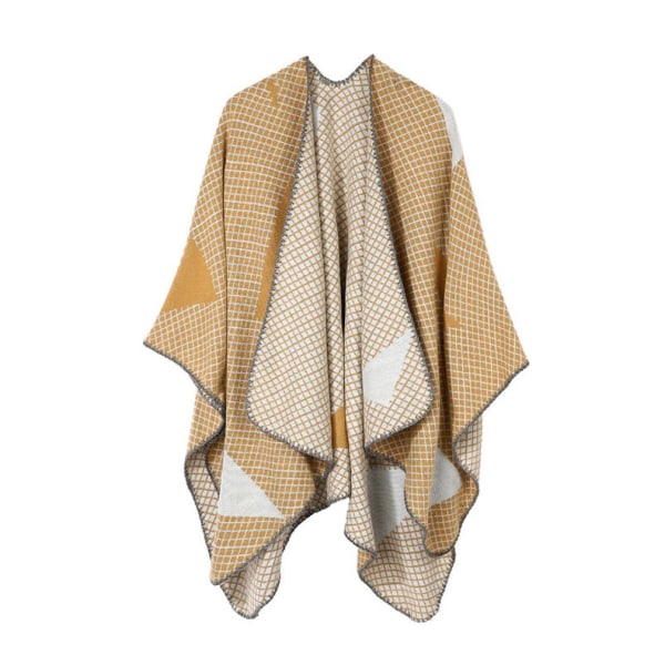 Varm Sjal Scarf Öppen Front Poncho Vinterkofta för Dam