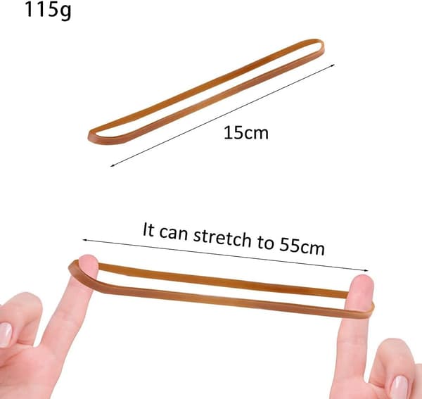 100-pack gummiband i naturgummi 3,8 cm elastiska band för hem, kontor och pyssel