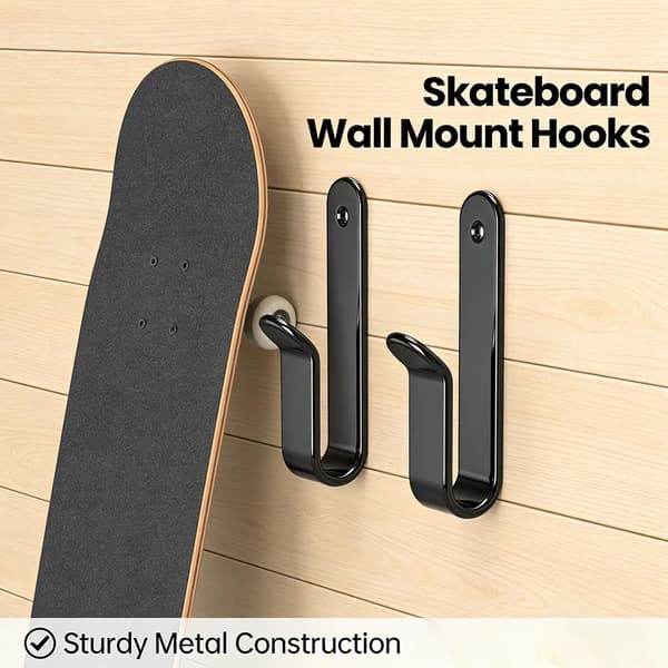 2-pack väggfästen i metall för skateboard och snowboard