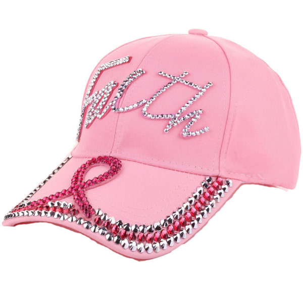 Pink Girl Crystal Rhinestone cap, glänsande Bling paljetter Sparkle Hats