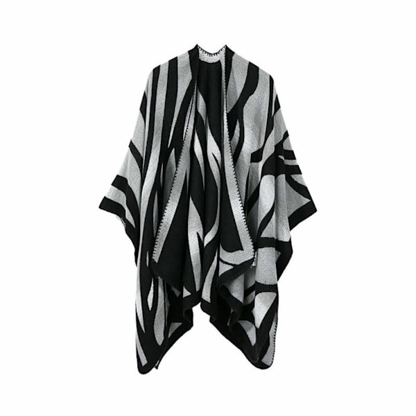 Varm Sjal Scarf Öppen Front Poncho Vinterkofta för Dam