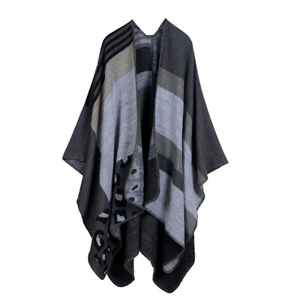 Cashmere Poncho Pashmina Sjal Wrap Block Vintertröja Coat