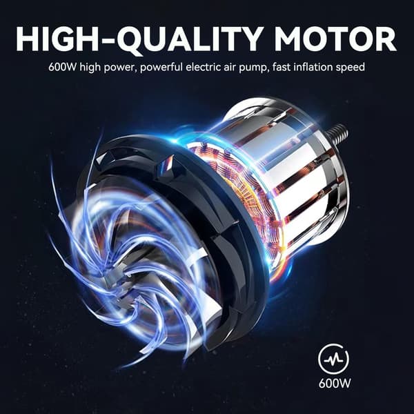 600W Elektrisk luftpumpe med 4 dyser, pumpe til oppustning og tømning af luft