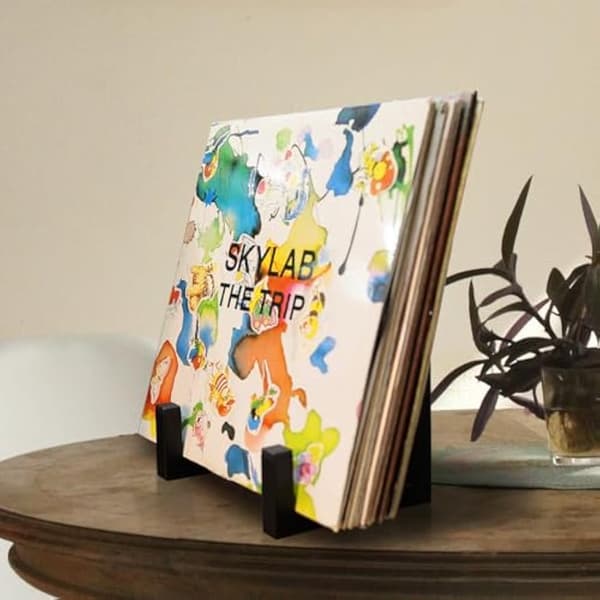 Vinylplade-displaystativ, sort album-opbevaringsstativ til flere LP'er og CD'er