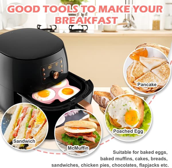 2-pack silikonformar för ägg i airfryer, 3-håls non-stick bakformar för muffins