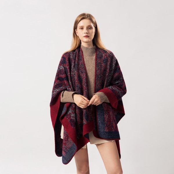 Poncho Vinterkappor Filt Sjal Wrap Cardigan Coat Cashmere