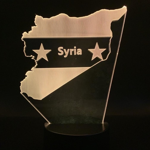 Syrien Icon 3D LED Nattljus Sovrumsbordslampa Färg ändras