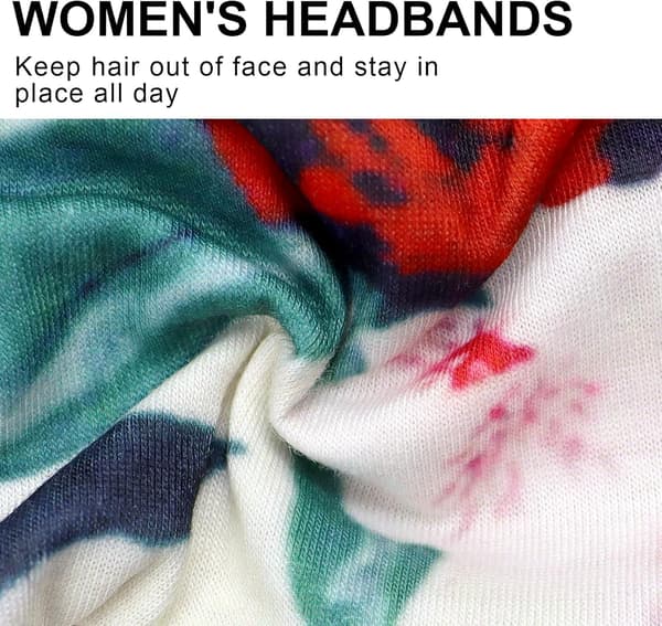 4 stk. Boho blomstrede pandebånd til kvinder, bløde elastiske skridsikre hårbånd