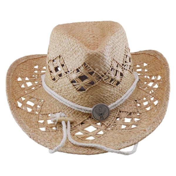 Unisex Raffia Strå Cowboyhat Åndbar Bredskygget Solhat
