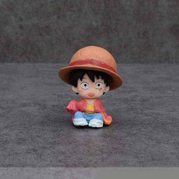 10 stk. One Piece Luffy Zoro Chopper Ace PVC Chibi siddende figursæt 4 cm