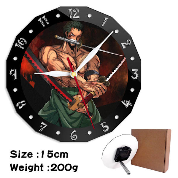 One Pieces Zoro Anime Väggklocka Tyst, icke tickande klocka Dekorativ klocka för hemmet