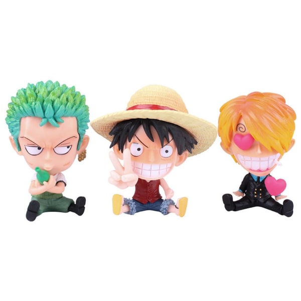 3 st Anime One Piece Zoro Luffy Sanji figurleksaksmodellkaraktärer
