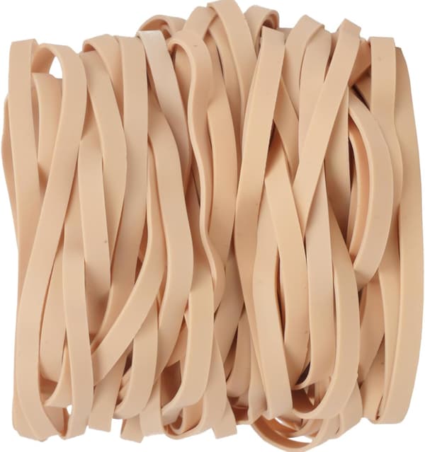 50-pak store beige elastikker, 150 x 6 mm brede genanvendelige elastikker