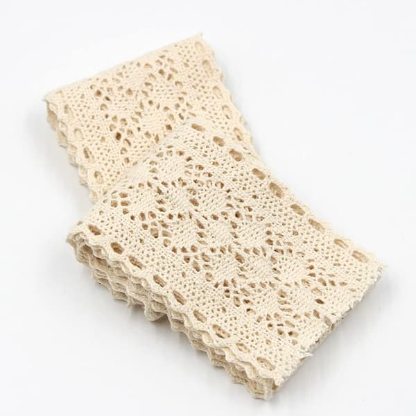 5 yards beige bomuldsblondebånd 5,8 cm bredt hæklet bånd til DIY-håndværk