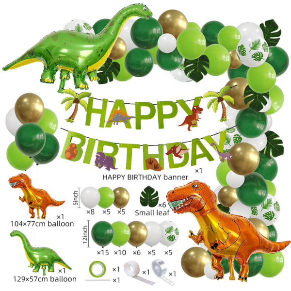 Dinosaur födelsedag tema ballong valv girland kit latex ballong set fest dekoration