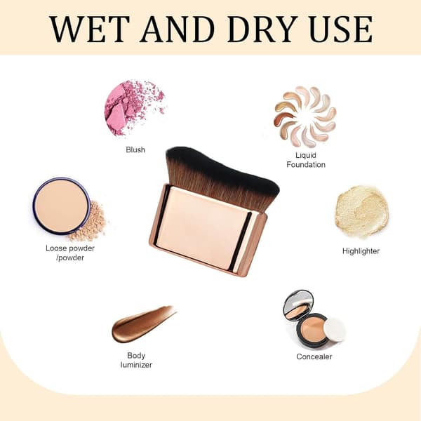 Selvbrunerbørste til ansigt og krop, tanning-mousse, foundation, rosa guld kabuki