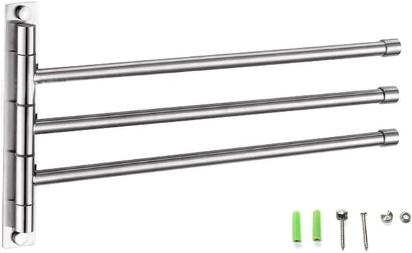 35 cm 3-armet svingbar håndklædeholder i rustfrit stål til vægmontering på badeværelset