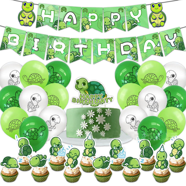 Turtle Grattis på födelsedagen Ballong Set Latex Ballonger Party Dekoration Kit