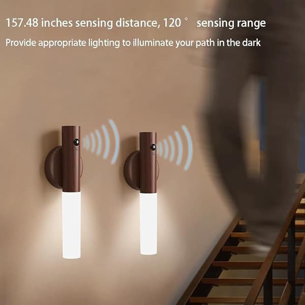 Smart Motion Sensor LED Nattlys med Ladebase og Valnøttfinish