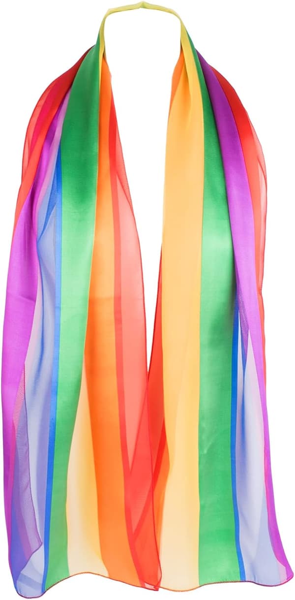 Regnbuefarget chiffonskjerf for kvinner, lett og gjennomsiktig satengsjal