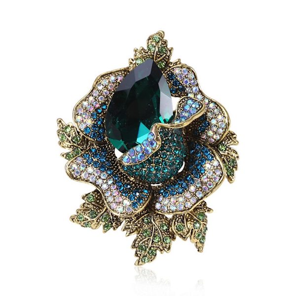 Elegant Kvinnor Brosch Blomma Corsage Diamond Micro-Inlaid Brosch Pin