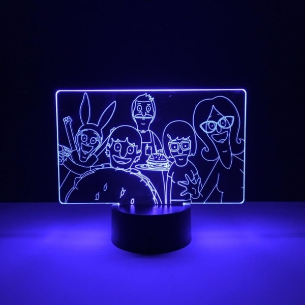 Happy Burger Shop 3D Liten Nattlampa 3D LED Nattlampa Sovrumsbordslampa Färgbyte