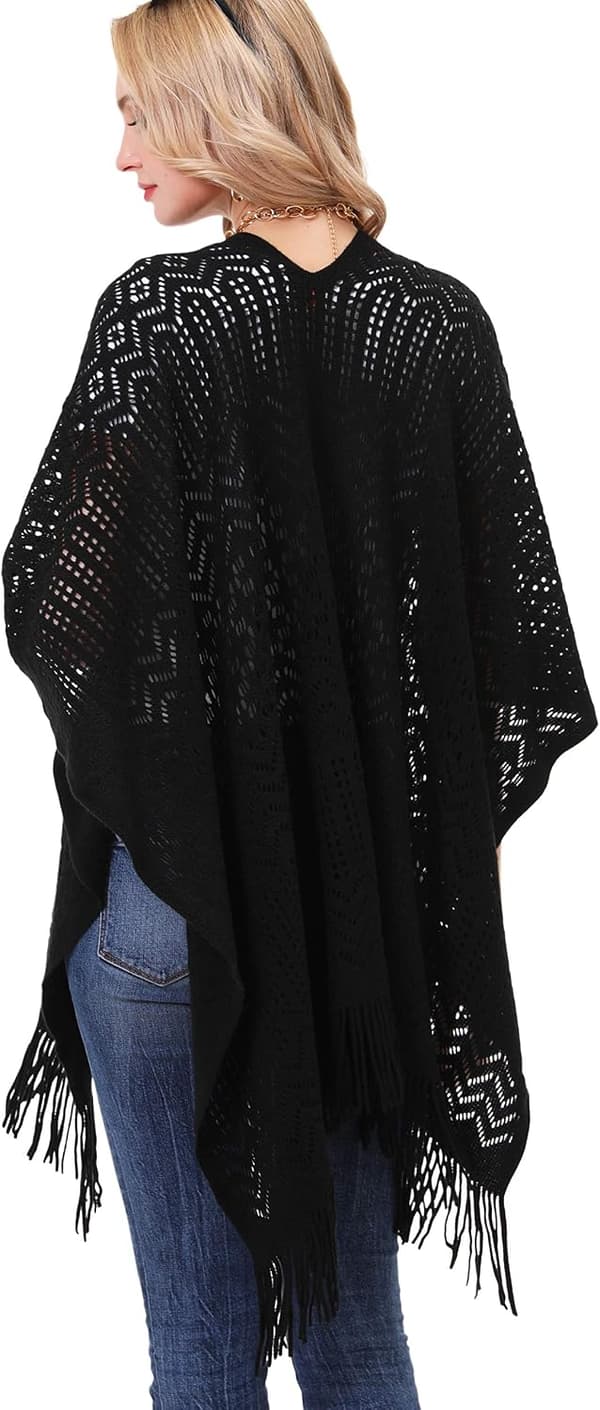 Pashminasjal för dam, lång och varm enfärgad halsduk med fransar