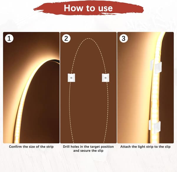 80 stk. LED-strip-clips 18-20 mm semitransparente monteringsclips med skruer