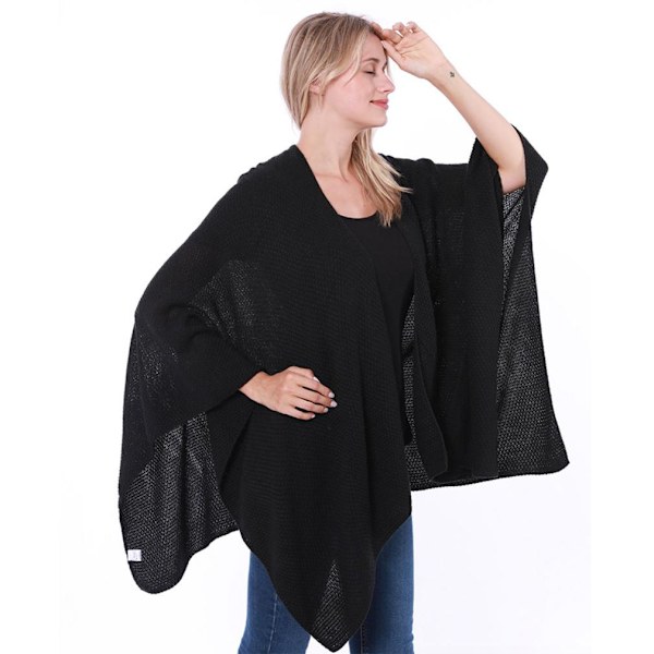 Öppen Front Poncho Thicken Shawl Knitting Coat for Lady