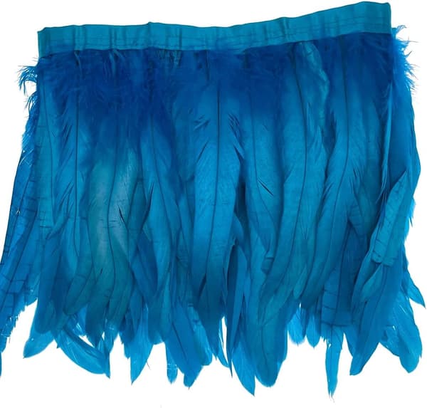 1 yard turkis hane-fjærkant 8-10 tommer for DIY-søm