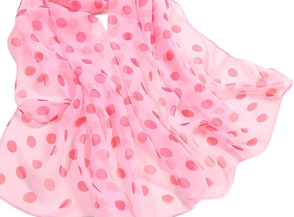 Rosa prickig chiffongsjal för kvinnor, lätt lång sjal, modeaccessoar