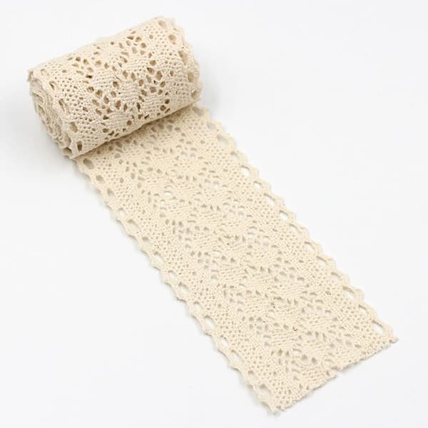 5 yards beige bomuldsblondebånd 5,8 cm bredt hæklet bånd til DIY-håndværk