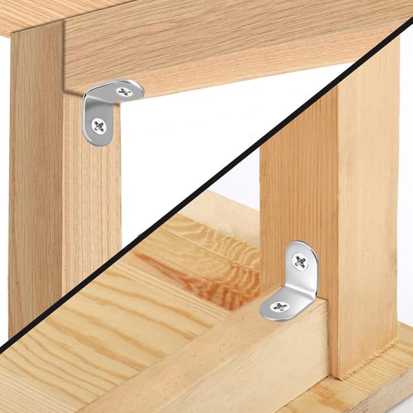 20-pak L-beslag i rustfrit stål 25x25x16 mm med skruer til møbler