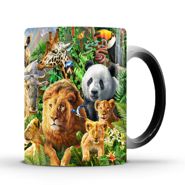 Animal World Tiger färgskiftande mugg Keramisk kaffemugg Thermal tekopp Nyhetspresent