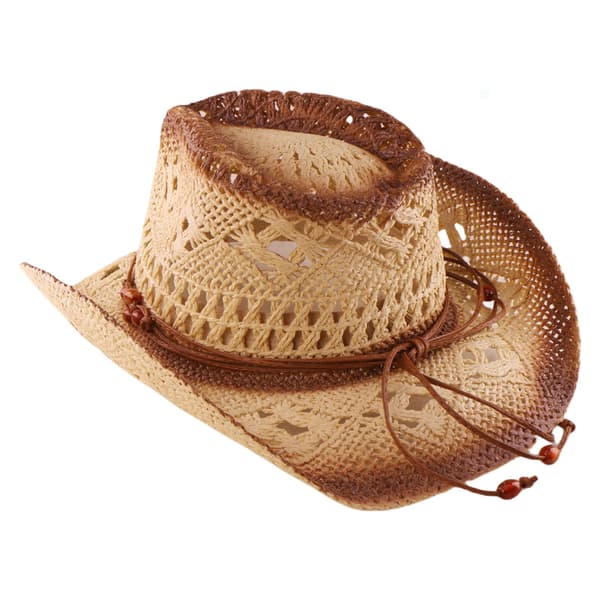 Stråcowboyhatt for kvinner Bredbremmet Western Solhatt Brun